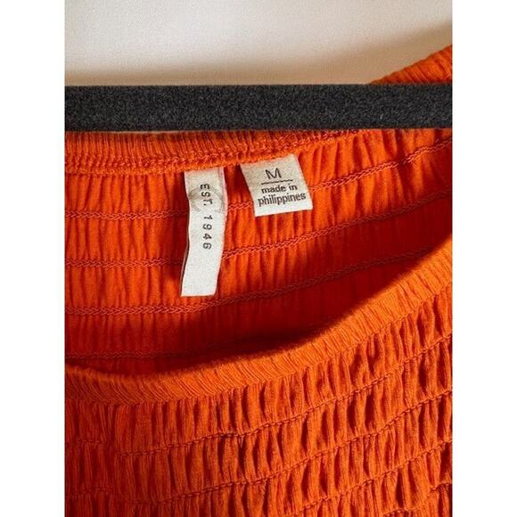 C. Est 1946 Peasant Top Women Size M Orange 3/4 Bell Sleeve Boho - Picture 3 of 7